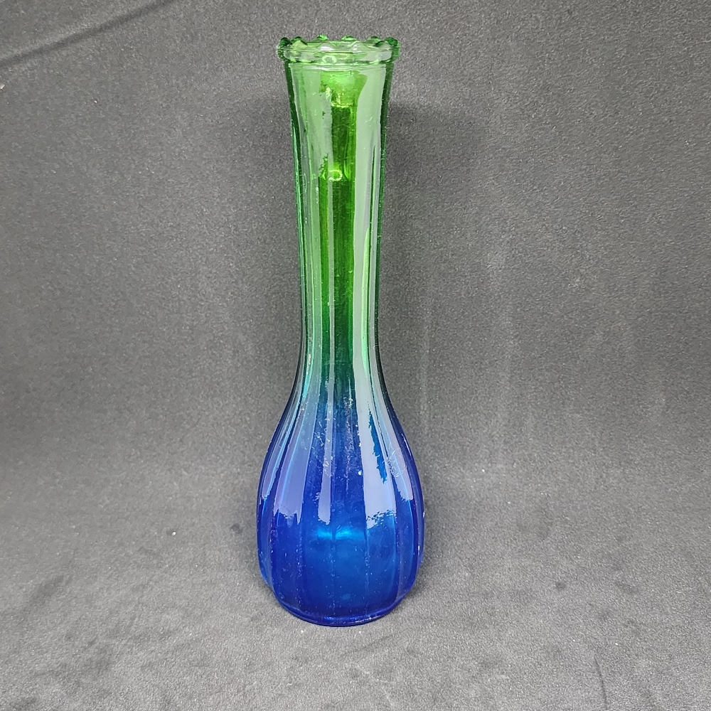 Vintage Blue and Green Ombre Bud Vase